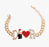 Dior-Able Lipstick Gold Dog Necklace