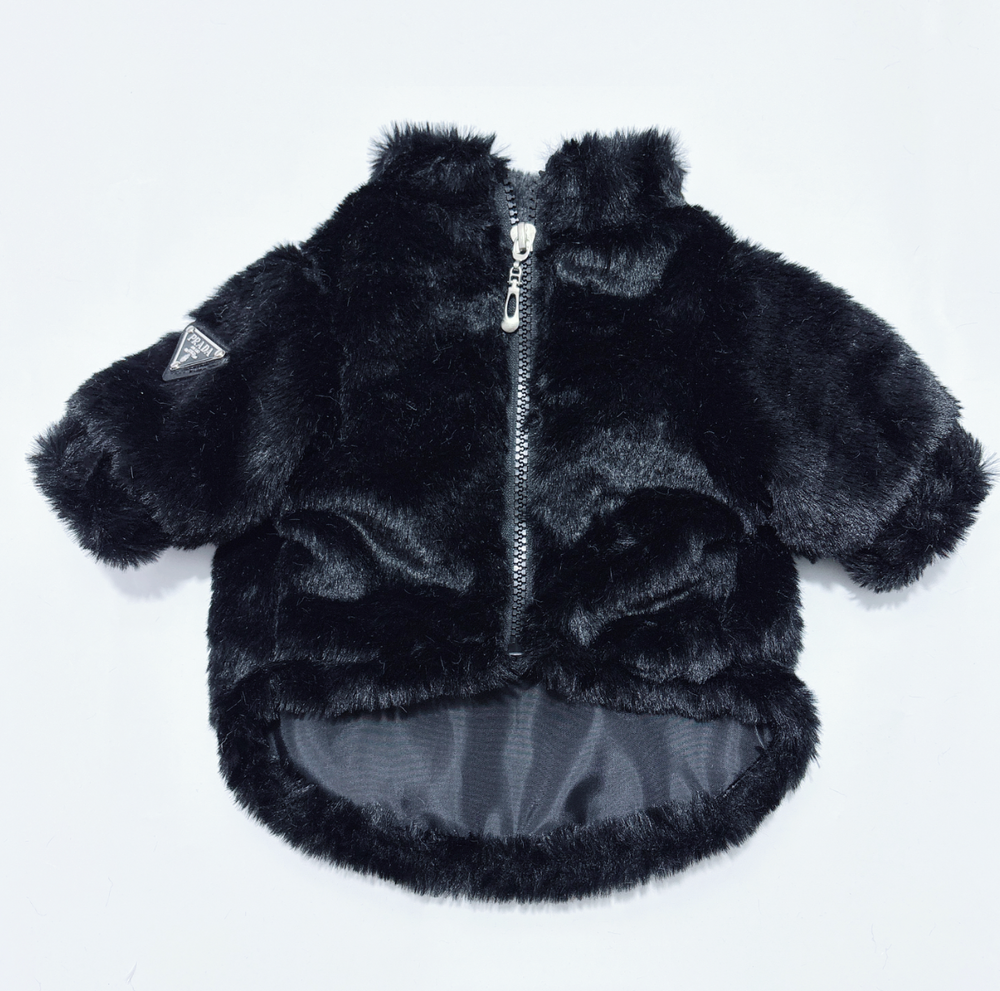 Black faux fur jacket