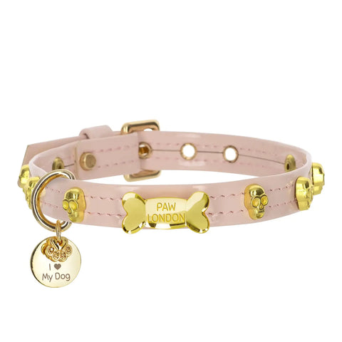 Spooky Pink Dog Collar with Skulls