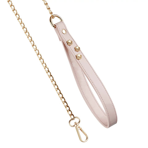 Chain Dog Lead with Pink Leather Handle