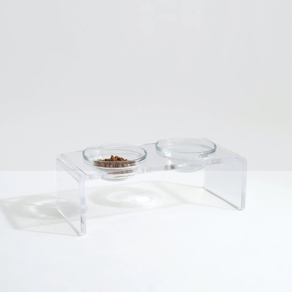 Mangeoire surélevée transparente pour animaux de compagnie, bols en verre double