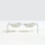 Clear Acrylic Double Bowl Pet Feeder With Colour Bowls