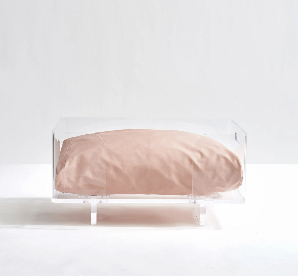 Clear Rectangular Lucite Dog Bed