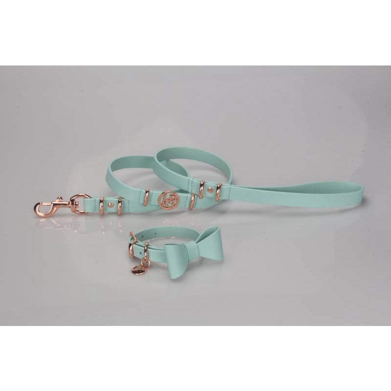 Leather Bow Collar (only) - Aquamarine