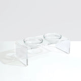 Mangeoire surélevée transparente pour animaux de compagnie, bols en verre double